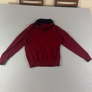 Brooks Brothers Merino Wool Sweater Men’s M Red 1/4 Button Mock Neck